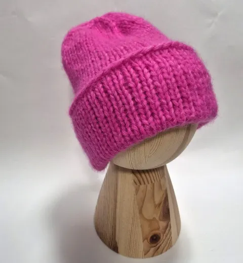 Różowa czapka - alpaka, wełna merino