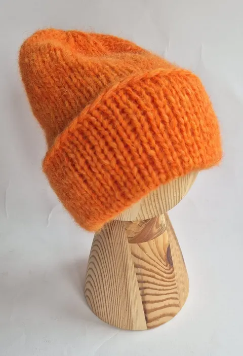 Pomarańczowa czapka - alpaka, wełna merino