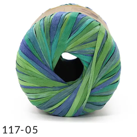 Przędza Fibra Natura Raffia Multi M05 - zieleń/granat