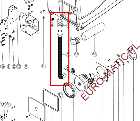 Wąż spustowy czerwony z korkiem Numatic 903977 do TRL 720/150T