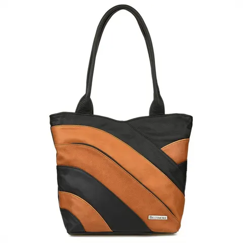BELTIMORE torebka damska skórzana shopper klasyczna na ramię V471 camel