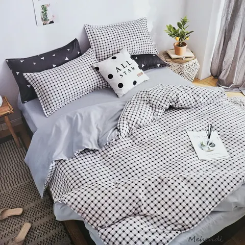 LUNA HOME komplet pościeli 3-częściowy 160x200 cm Y081 w kratę