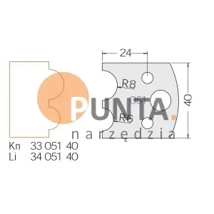 Dimar nóż i ogranicznik HSS prof. 051 40 symbol: D3305140 D3405140