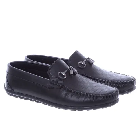 Półbuty Mokasyny Męskie Czarne Lekkie Slip on MNC