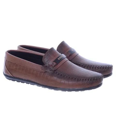 Lekkie Wsuwane Mokasyny Slip On Męskie Koniak MNC