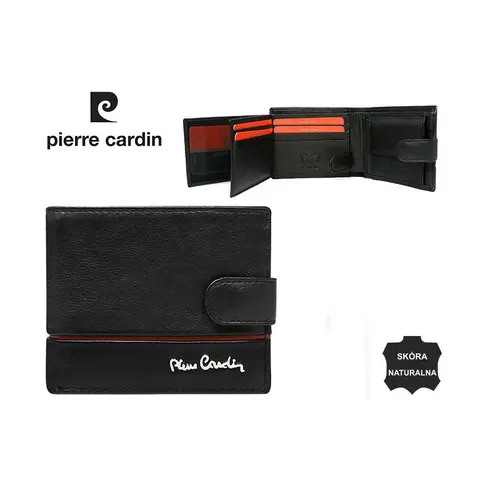 Portfel męski skórzany Pierre Cardin 323A Tilak15 Czarny z Bordowym