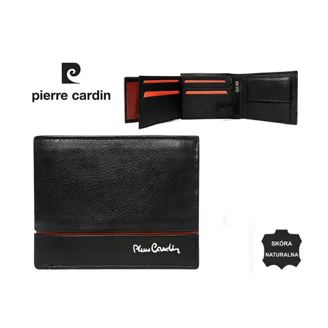 Portfel Męski Skórzany Pierre Cardin 325 TILAK15 Czarny z Bordowym
