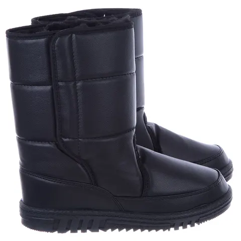 Buty Ciepłe Ocieplane Śniegowce Wysokie na rzep Czarne 033