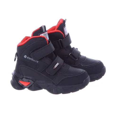 Buty Zimowe Ocieplane Chłopięce Clibe Ciepłe P649 Czarne Czerwone
