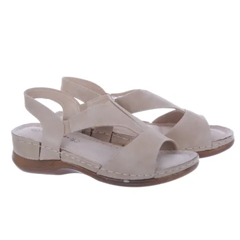 Sandały Buty Damskie Koturn na gumce S-3-0617 Beżowe