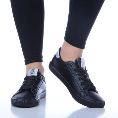 Damskie Modne Sneakersy BIG STAR ★ CZARNO-SREBRNE HH274074