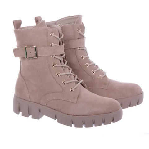 Botki zimowe sznurowane Workery Vinceza 20-10762 Beżowe