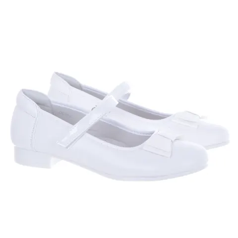 Dziewczęce Buty Komunijne Balerinki na rzep Kokardka Clibee Białe DC158/DB159
