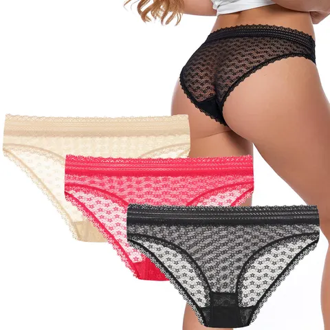 Figi bikini damskie koronkowe 3pak mix kolorów MORAJ BDM600-003