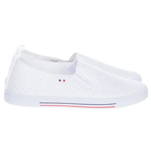 Białe Sportowe Przewiewne Mokasyny Trampki Damskie Slip On T-3-0599