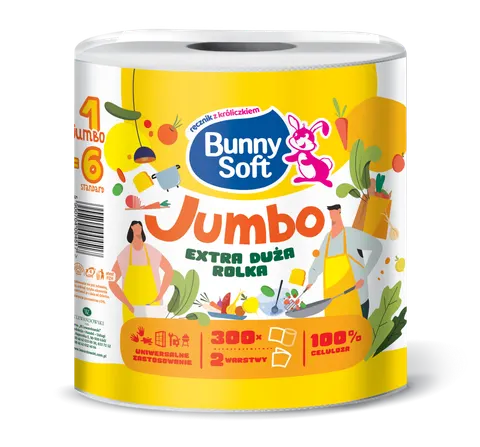 RĘCZNIK W ROLI MIDI - Bunny Soft Jumbo - BIAŁY, 2-WARSTWOWY, CELULOZA (4517)