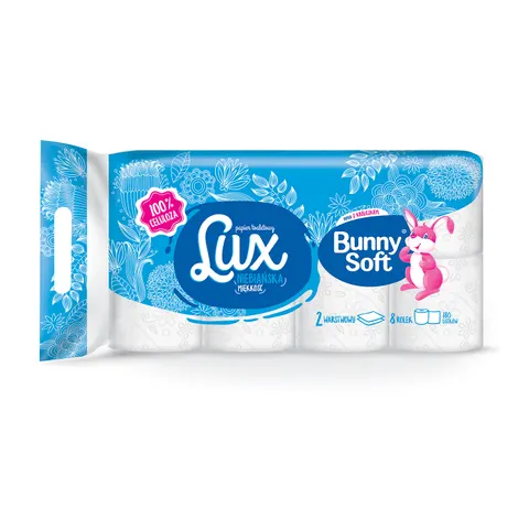 Bunny Soft LUX - Papier Toaletowy, Biały, 2 warstwy, celuloza, op.= 8 rol. (0274