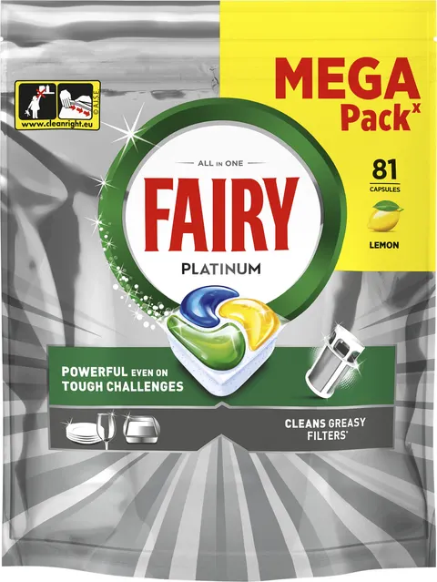 FAIRY PLATINUM - TABLETKI DO ZMYWAREK - OP. = 81 SZT., LEMON