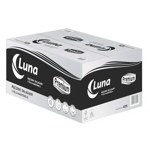 RĘCZNIK ZZ LUNA PREMIUM 2-WARSTWOWY, OP.- 3000szt. BIAŁY, CELULOZA, wymiary: 25X21 (23042)