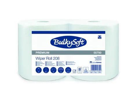 Czyściwo papierowe BulkySoft Classic 2 warstwy, kolor biały, celuloza, długości 208m. 2 rolki/op.