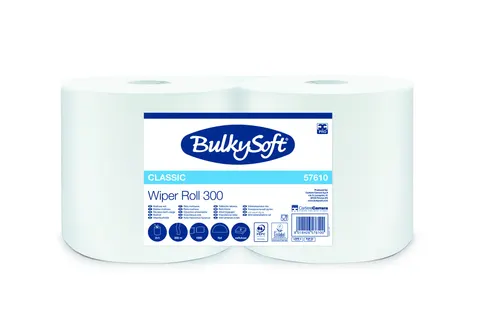 Czyściwo papierowe BulkySoft Premium, 2 warstwy, kolor biały, celuloza, długość 300m, 2 role/op.