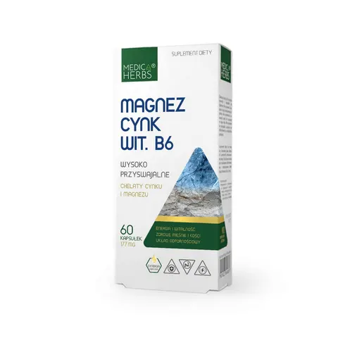 Medica Herbs Magnez Cynk Wit. B6 177mg (60kap)