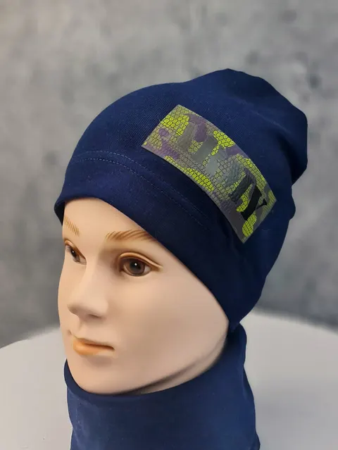Komplet chłopięcy czapka plus komin army granatowy