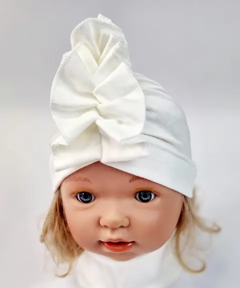 Komplet Czapka Turban z kominem ecru chrzest