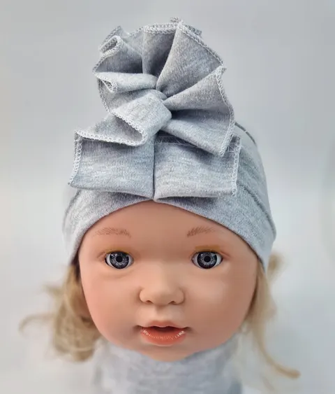 Komplet Czapka Turban z kominem popielaty