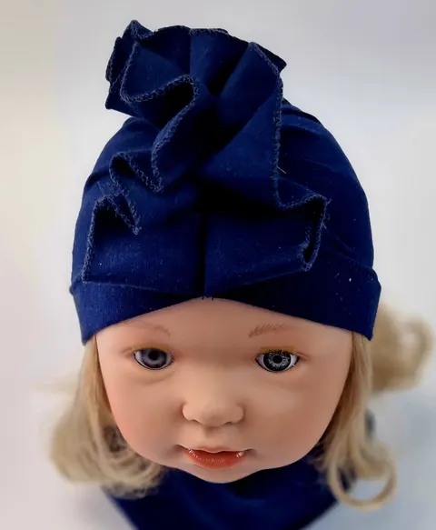 Komplet Czapka Turban z kominem granatowy