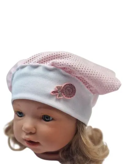 Chusta na gumce dla dziewczynki różowa siateczka