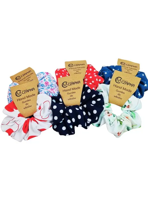 Bawełniane gumki do włosów kolorowe/ scrunchie Hand made