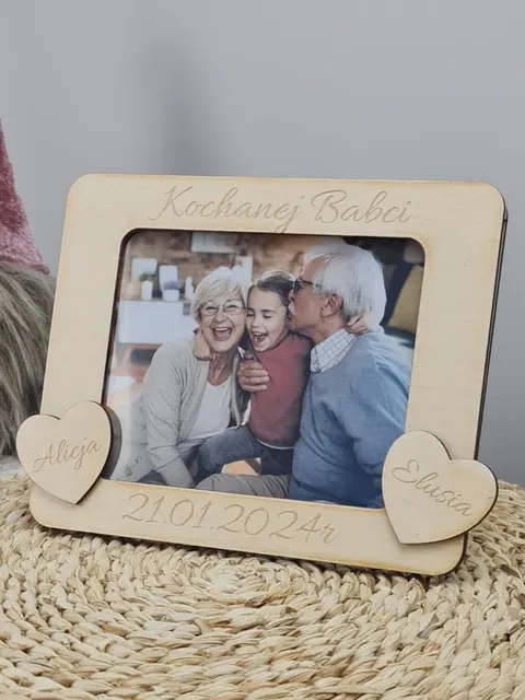 Personalizowana drewniana ramka do zdjęć Kochanej Babci