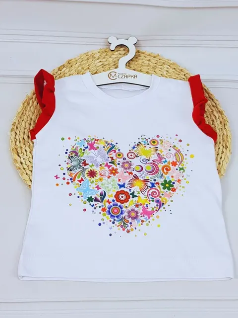 Podkoszulek/ t-shirt dla dziewczynki z falbanką serduszko