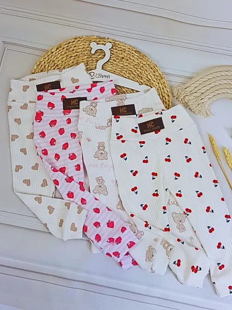 Legginsy dziewczęce różne wzory z prążka
