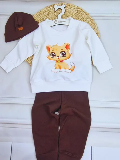 Dres dziecięcy kotek, komplet dresowy spodnie i bluza