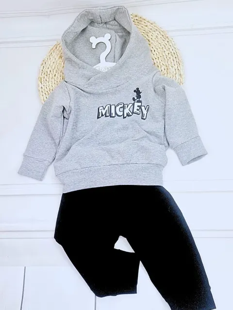Dres dziecięcy myszka szara, komplet dresowy spodnie i bluza