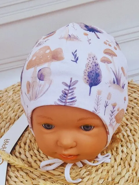 Jesienno-wiosenna czapka dziecięca grzybki