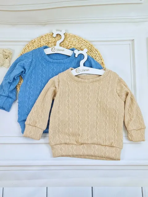 Sweterek dziecięcy hand made warkocz