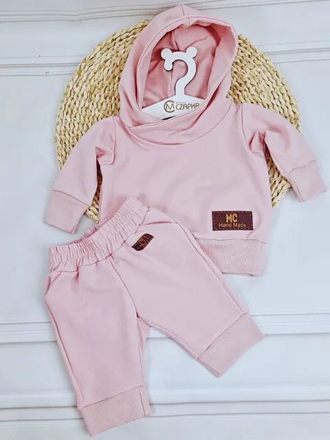 Dres dziecięcy różowy, komplet dresowy spodnie i bluza