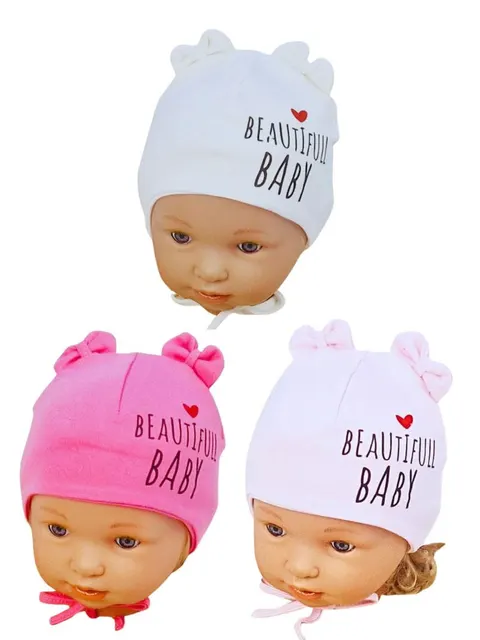 Czapka z wiązaniem dla dziewczynki beautifull baby