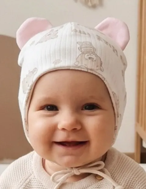 Czapka z wiązaniem dla dziewczynki Miś hug me