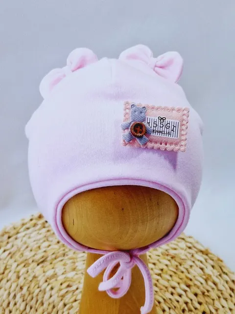 Czapka z wiązaniem dla dziewczynki miś