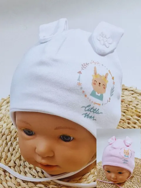 Czapka z wiązaniem dla dziewczynki Króliczek wiosna/jesień