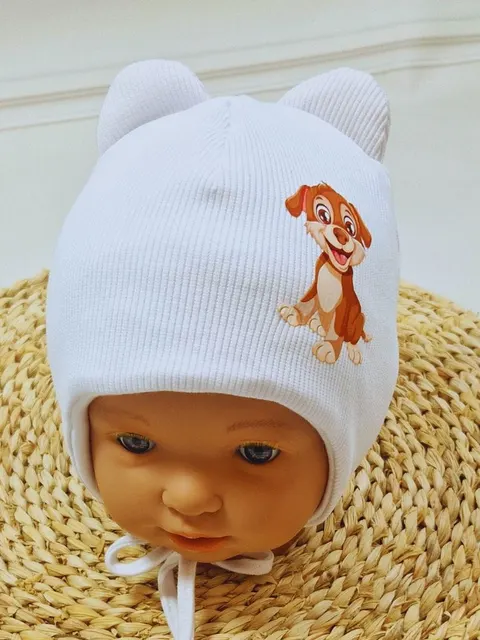 Prążkowana czapka ocieplana dla chłopca Pies