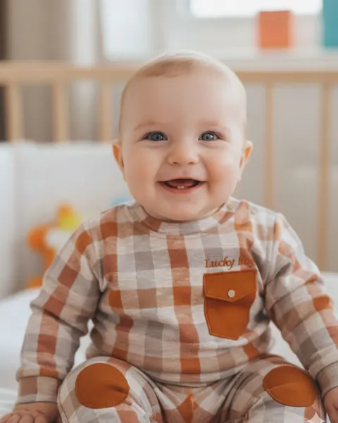 Komplet dla chłopca dwuczęściowy Lucky boy beżowa krata