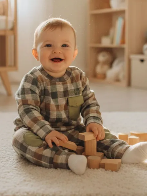 Komplet dla chłopca dwuczęściowy Lucky boy zielona krata