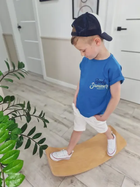 Komplet dziecięcy białe spodenki i chabrowy T-shirt Ready for Summer
