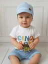 Komplet dziecięcy niebieskie spodenki i biały T-shirt Dino
