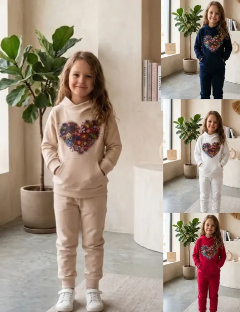 Komplet dresowy dla dziewczynki serce, komplet spodnie i bluza
